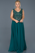 Длинное Вечернее Платье Изумрудно-зеленый ABU906