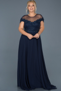 Большое Вечернее Платье С Камнями Темно-синий ABU907