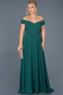 Длинное Свободное Вечернее Платье Изумрудно-зеленый ABU012