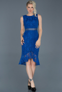 Короткое Кружевное Вечернее Платье Ярко-синий ABK616