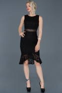 Короткое Кружевное Вечернее Платье Черный ABK616