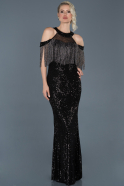 Длинное Вечернее Платье Черный ABU916