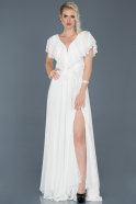 Длинное Помолвочное Платье Белый ABU032
