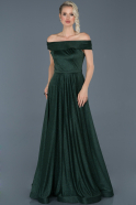 Длинное Вечернее Платье Изумрудно-зеленый ABU918