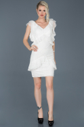Короткое Кружевное Вечернее Платье Белый ABK620