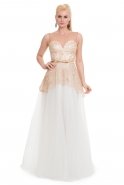 Длинное Вечернее Платье Белый-Золотой F2103