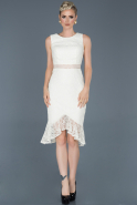 Короткое Кружевное Вечернее Платье Белый ABK616