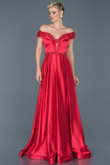 Длинное Каменное Вечернее Платье красный ABU920
