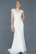 Длинное Помолвочное Платье С Кружевами Белый ABU940