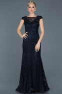 Длинное Помолвочное Платье С Кружевами Темно-синий ABU940