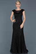 Длинное Помолвочное Платье С Кружевами Черный ABU940