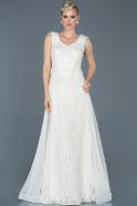 Длинное Помолвочное Платье С Кружевами Белый ABU854