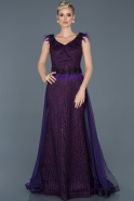Длинное Помолвочное Платье С Кружевами Сливовый ABU854