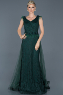 Длинное Помолвочное Платье С Кружевами Изумрудно-зеленый ABU1059