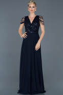 Длинное Пригласительное Платье Темно-синий ABU932