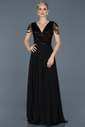 Длинное Пригласительное Платье Черный ABU932