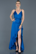 Выпускное Атласное Платье С Асимметрией Ярко-синий ABO061