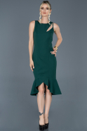 Миди Пригласительное Платье Изумрудно-зеленый ABK509
