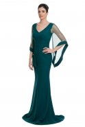 Длинное Вечернее Платье Изумрудно-зеленый C7026