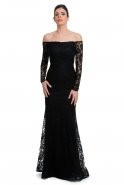 Длинное Вечернее Платье Черный ABU555