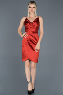 Короткое Атласное Платье красный ABK624