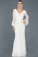 Длинное Вечернее Платье Русалка Белый ABU945