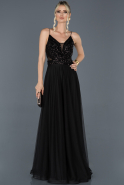 Длинное Вечернее Платье Черный ABU942