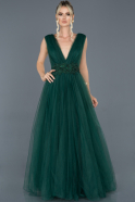 Длинное Вечернее Платье Изумрудно-зеленый ABU950