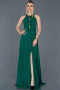 Длинное Пригласительное Платье Изумрудно-зеленый ABU951