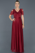 Длинное Выпускное Платье Бордовый ABU955