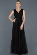 Длинное Пригласительное Платье Черный ABU736