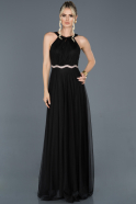 Длинное Пригласительное Платье Черный ABU895