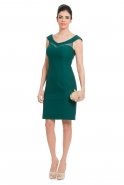 Короткое Коктейльное Платье Изумрудно-зеленый C8010