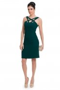 Короткое Коктейльное Платье Изумрудно-зеленый C8011