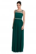 Длинное Вечернее Платье Изумрудно-зеленый T2289