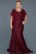 Кружевное Платье Большого Размера Бордовый ABU1144
