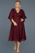 Короткое Свободное Вечернее Платье Бордовый ABK630
