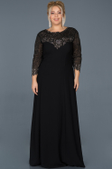 Длинное Пригласительное Платье Черный ABU961
