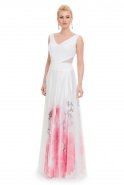 Длинное Вечернее Платье Белый-Розовый ST5253
