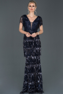 Длинное Вечернее Платье Русалка Темно-синий ABU910