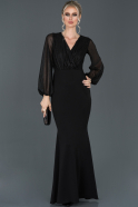 Длинное Вечернее Платье Русалка Черный ABU971
