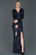 Длинное Помолвочное Платье Темно-синий ABU551