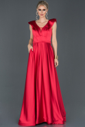 Длинное Атласное Платье Для Помолвки красный ABU956