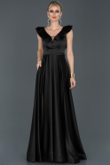 Длинное Атласное Платье Для Помолвки Черный ABU956