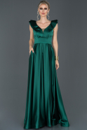 Длинное Атласное Платье Для Помолвки Изумрудно-зеленый ABU956