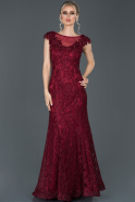 Длинное Помолвочное Платье С Кружевами Бордовый ABU940