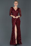 Длинное Помолвочное Платье Бордовый ABU957