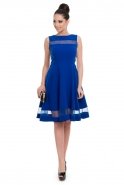 Короткое Коктейльное Платье Ярко-синий T2484