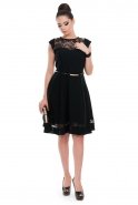 Короткое Вечернее Платье Черный T2463