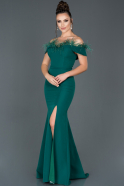 Длинное Вечернее Платье Русалка Изумрудно-зеленый ABU985